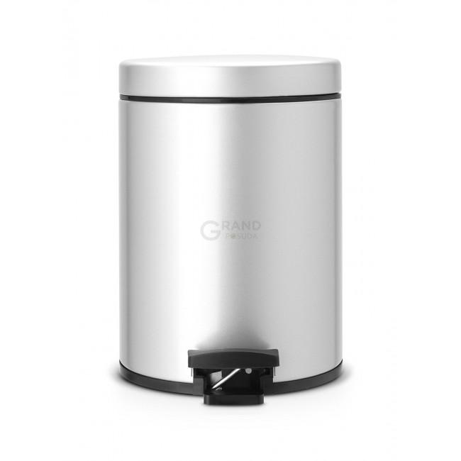 Brabantia Мусорный бак с педалью 5 л классический серый металлик Pedal Bin | https://grandposuda.com.ua