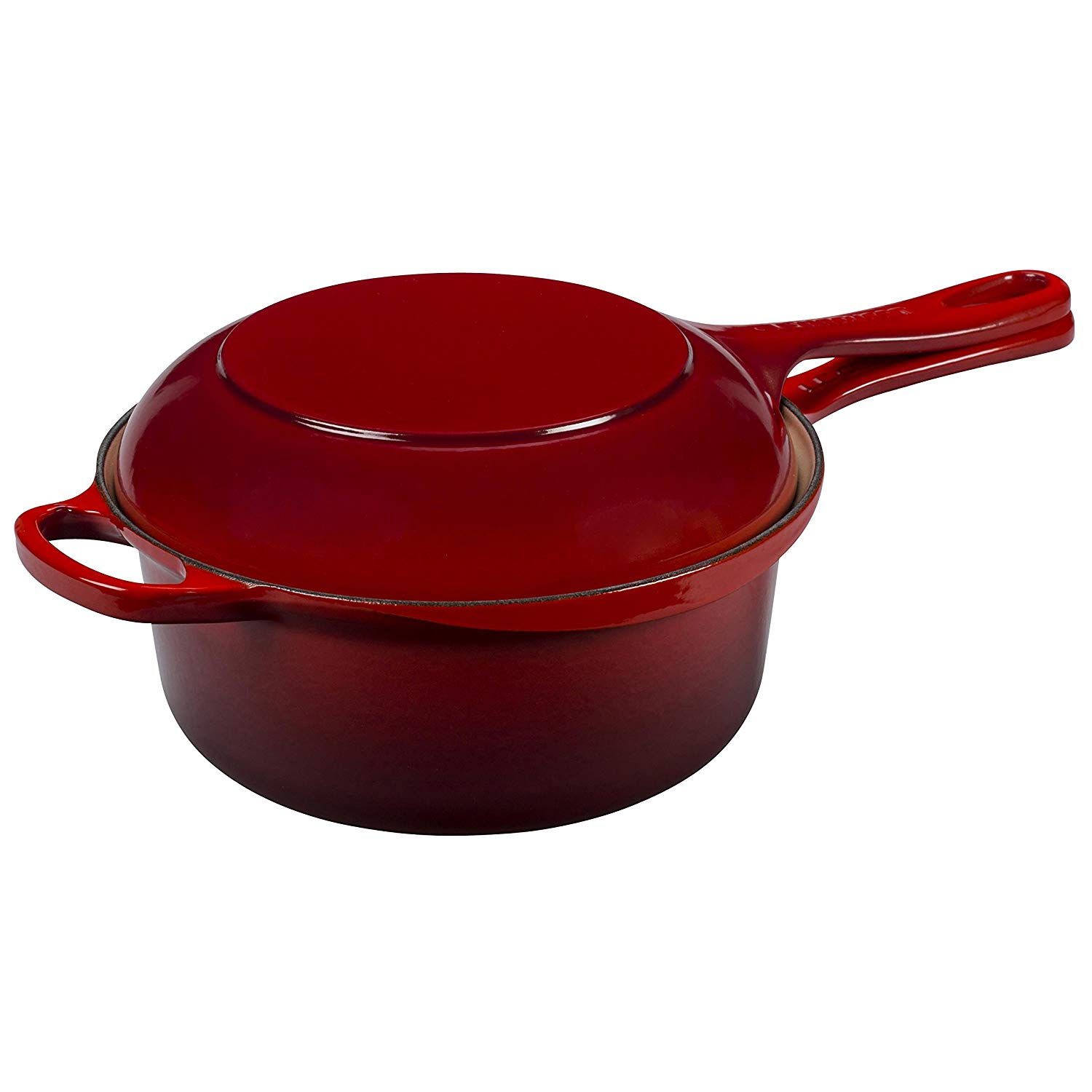 Le Creuset Ковш с крышкой / крышка-сковорода 22 см, вишневый | https://grandposuda.com.ua