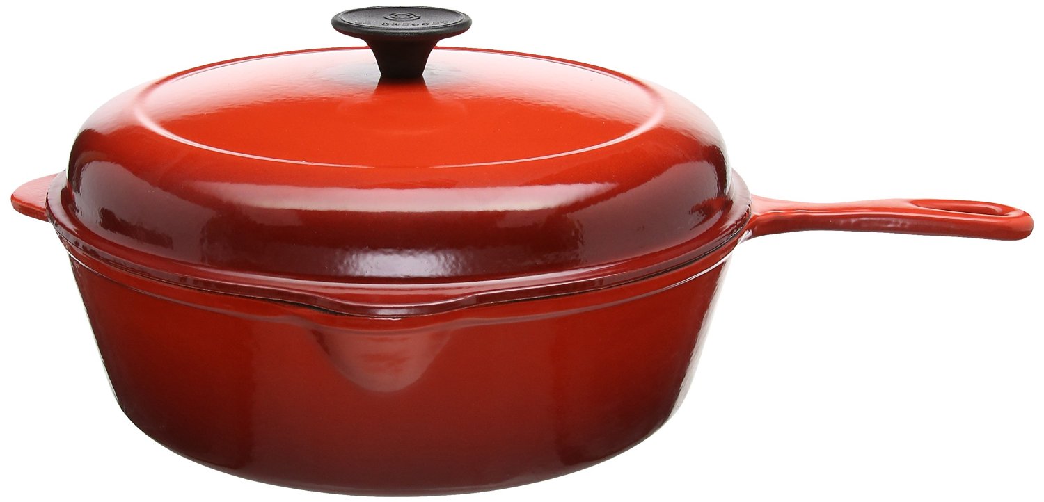 Le Creuset Гусятниця / жаровня с длинной ручкой 27 см, вишневый | https://grandposuda.com.ua