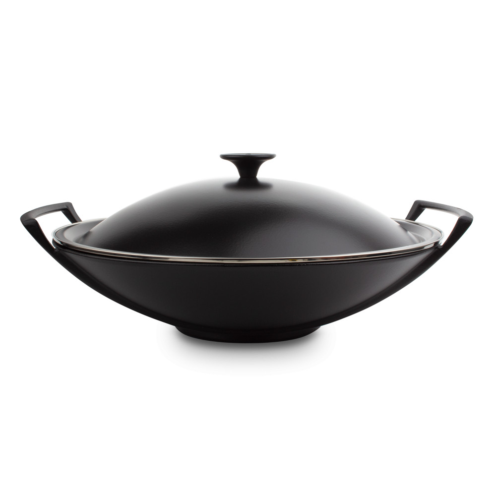 Le Creuset Вок зі сталевою кришкою 4,5 л Чорний | https://grandposuda.com.ua