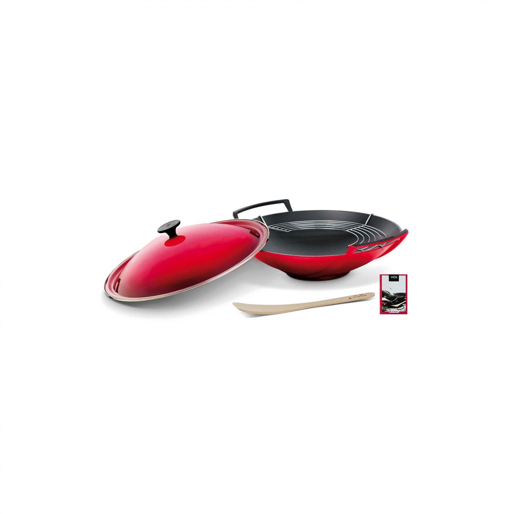 Le Creuset Сковорода Вок з кришкою 36 см, червона Cerise | https://grandposuda.com.ua
