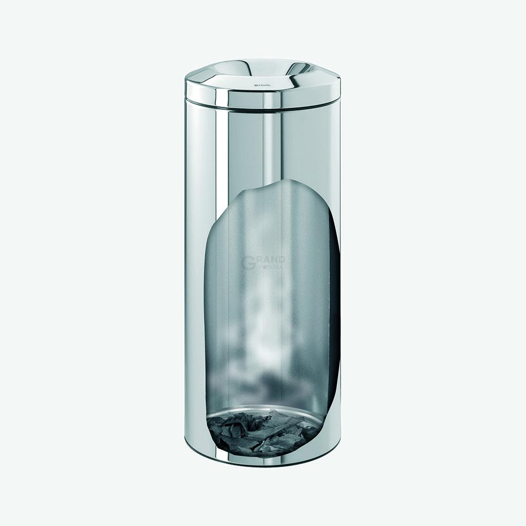 Brabantia Урна для бумаг с защитой от возгорания 30 литров глянцевая стальная Flame Guard Bin | https://grandposuda.com.ua