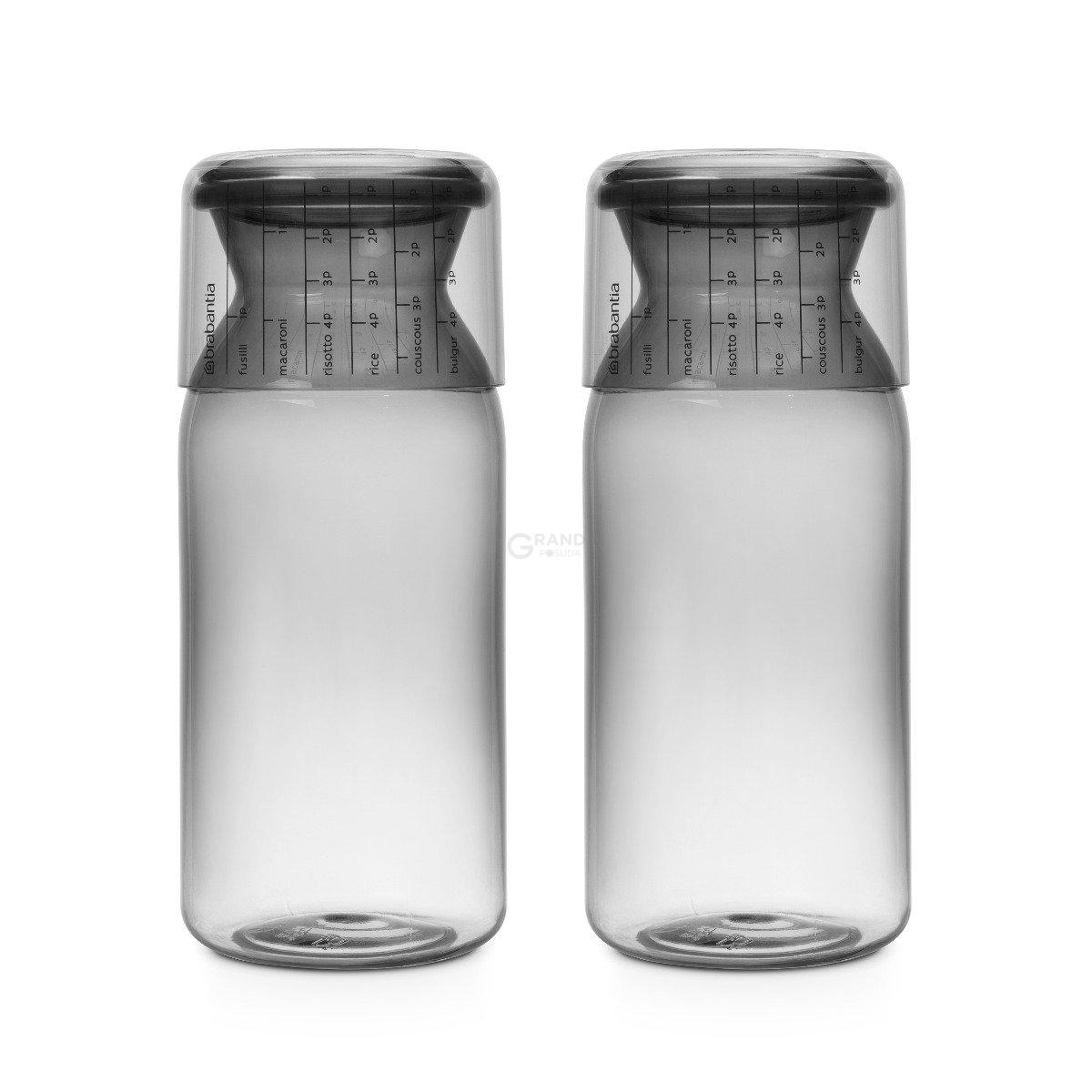 Brabantia Набор емкостей для хранения с мерным стаканом темно-серых 2 предмета | https://grandposuda.com.ua