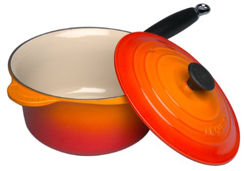 Le Creuset Ковш с крышкой 20 см оранжевый | https://grandposuda.com.ua
