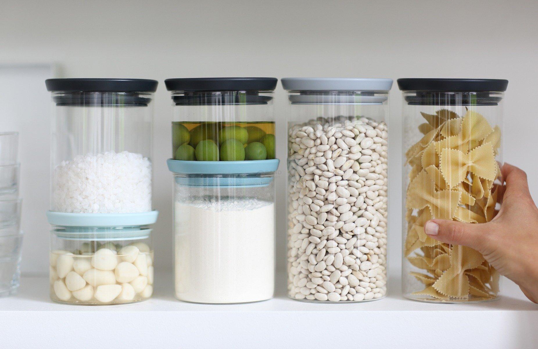 Brabantia Модульная стеклянная банка, темно-серая крышка 1,9 л | https://grandposuda.com.ua
