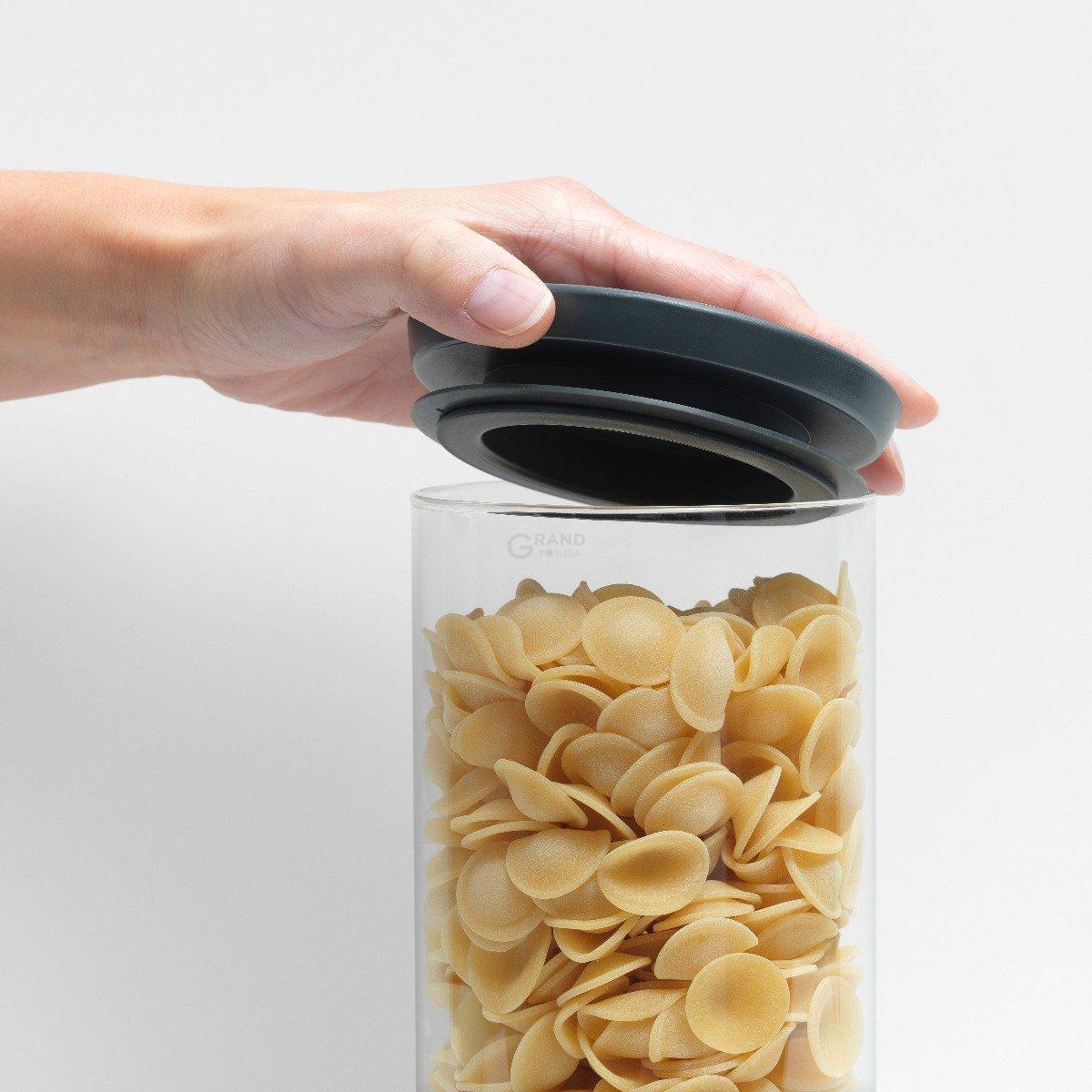 Brabantia Модульная стеклянная банка, темно-серая крышка 1,9 л | https://grandposuda.com.ua
