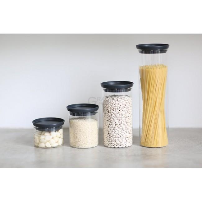 Brabantia Модульная стеклянная банка, темно-серая крышка,0,3 л | https://grandposuda.com.ua