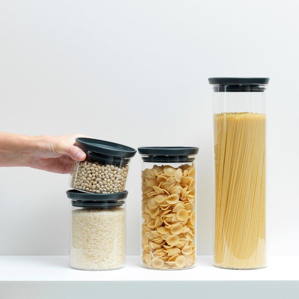 Brabantia Модульная стеклянная банка, темно-серая крышка,0,3 л | https://grandposuda.com.ua