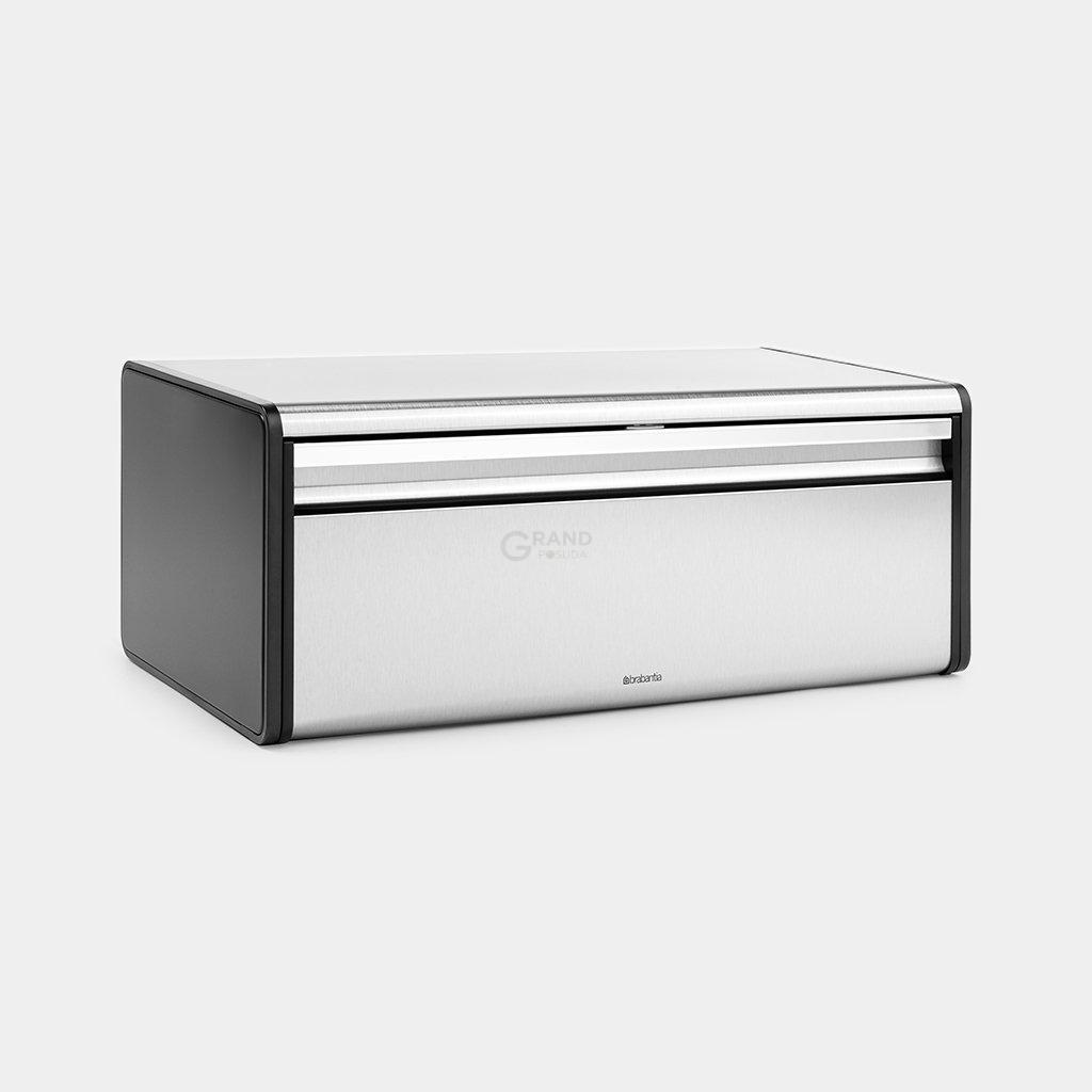 Brabantia Хлебница с поднимающейся крышкой 18,7х46,5х25 см матовая сталь с защитой от отпечатков пальцев | https://grandposuda.com.ua