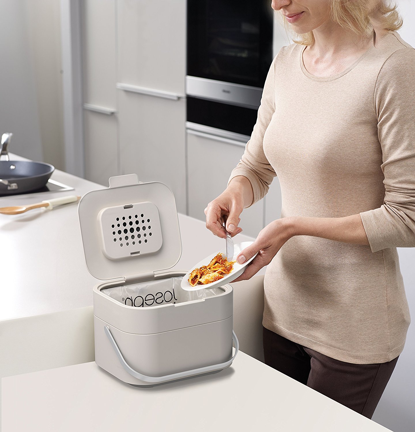 Joseph Joseph Контейнер для пищевых отходов белый Stack Food Waste Caddy | https://grandposuda.com.ua