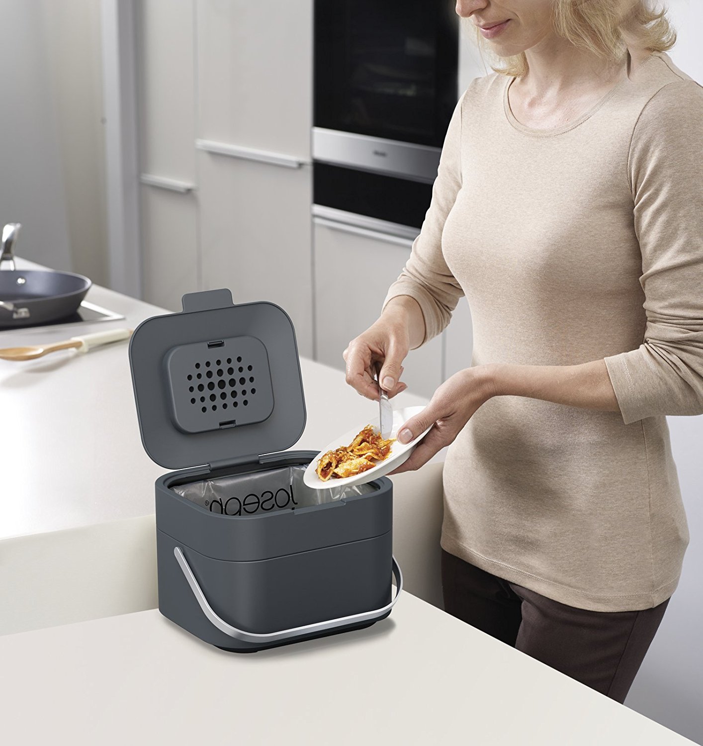 Joseph Joseph Контейнер для пищевых отходов серый Stack Food Waste Caddy | https://grandposuda.com.ua