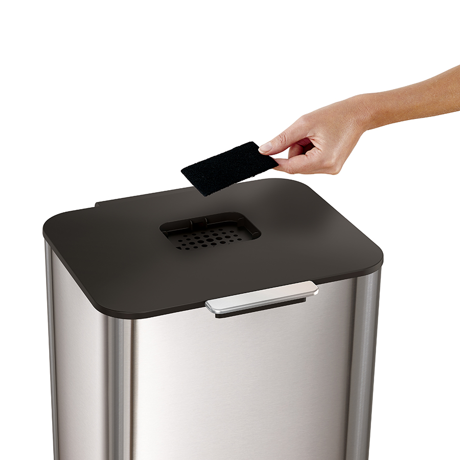 Joseph Joseph Контейнер для мусора с двумя баками 60 л металлик Totem Compact | https://grandposuda.com.ua