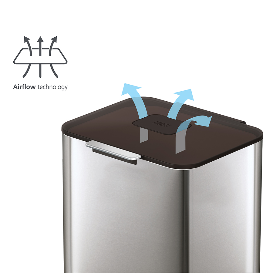 Joseph Joseph Контейнер для мусора с двумя баками 60 л металлик Totem Compact | https://grandposuda.com.ua