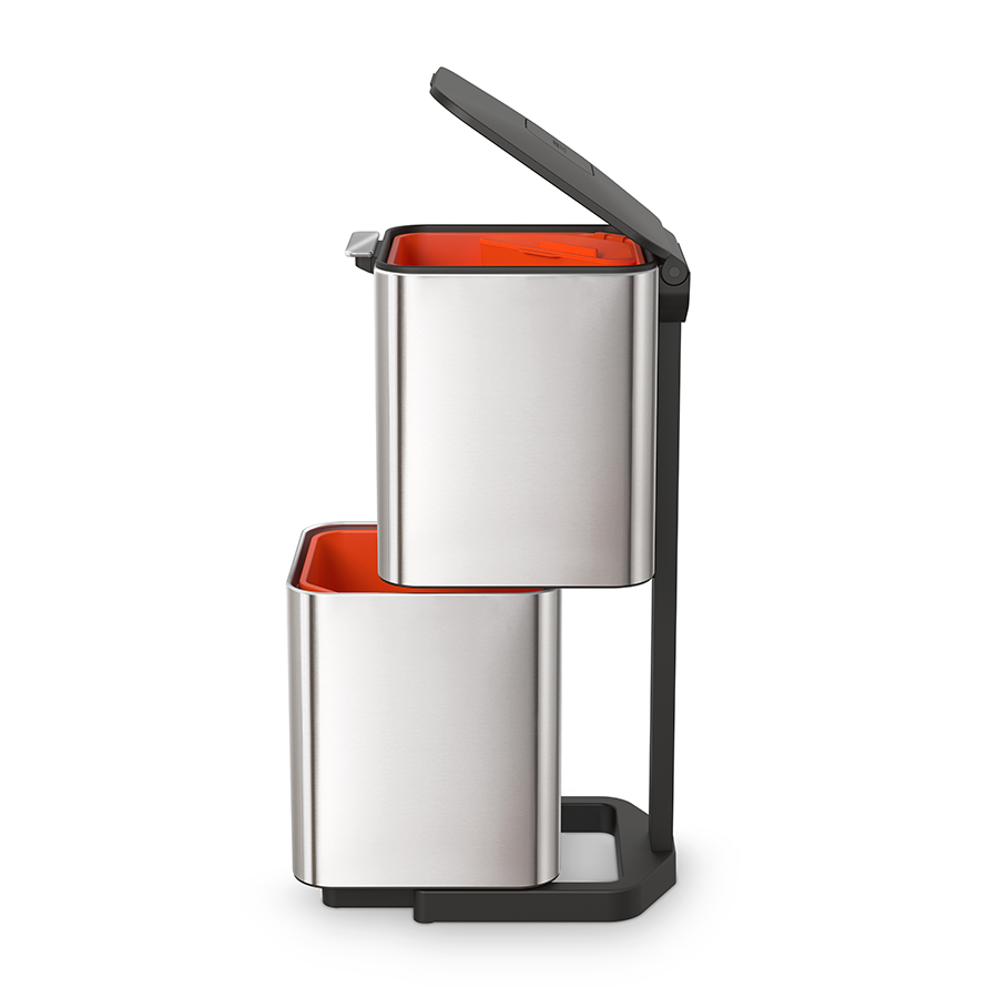 Joseph Joseph Контейнер для мусора с двумя баками 60 л металлик Totem Compact | https://grandposuda.com.ua