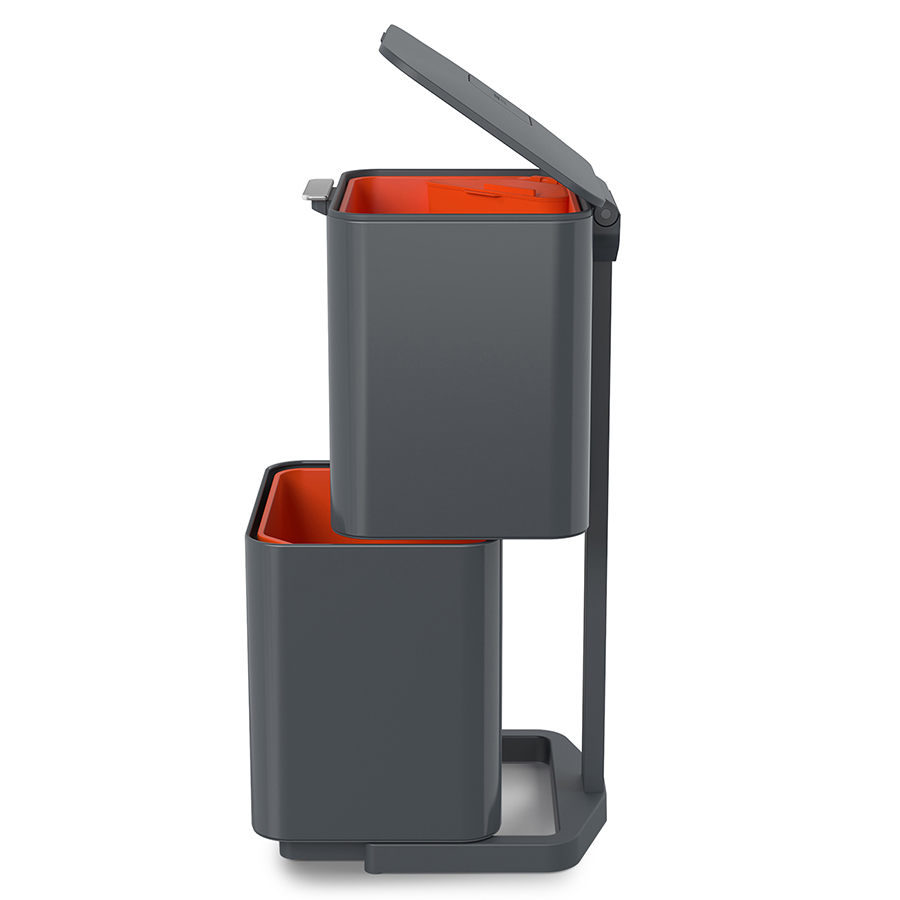 Joseph Joseph Контейнер для мусора с двумя баками 60 л графит Totem Compact | https://grandposuda.com.ua