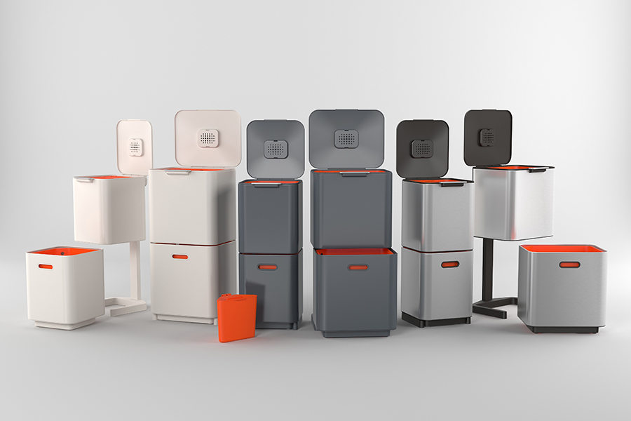 Joseph Joseph Контейнер для мусора с двумя баками 60 л графит Totem Compact | https://grandposuda.com.ua