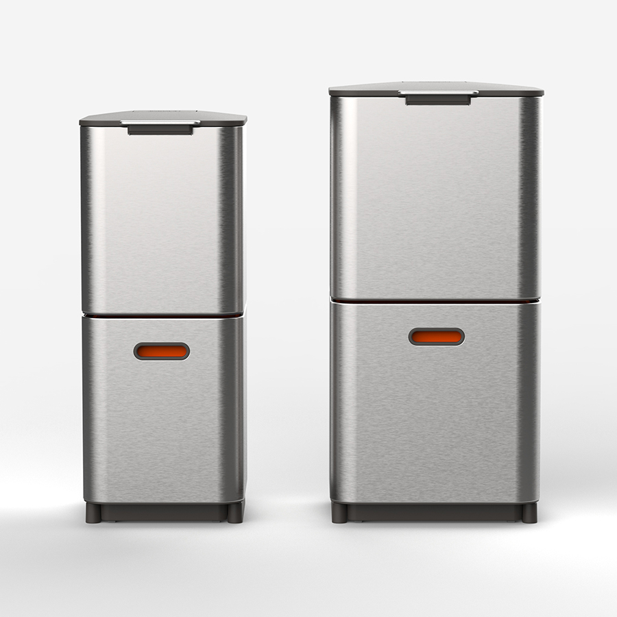 Joseph Joseph Контейнер для мусора с двумя баками 40 л металлик Totem Compact | https://grandposuda.com.ua