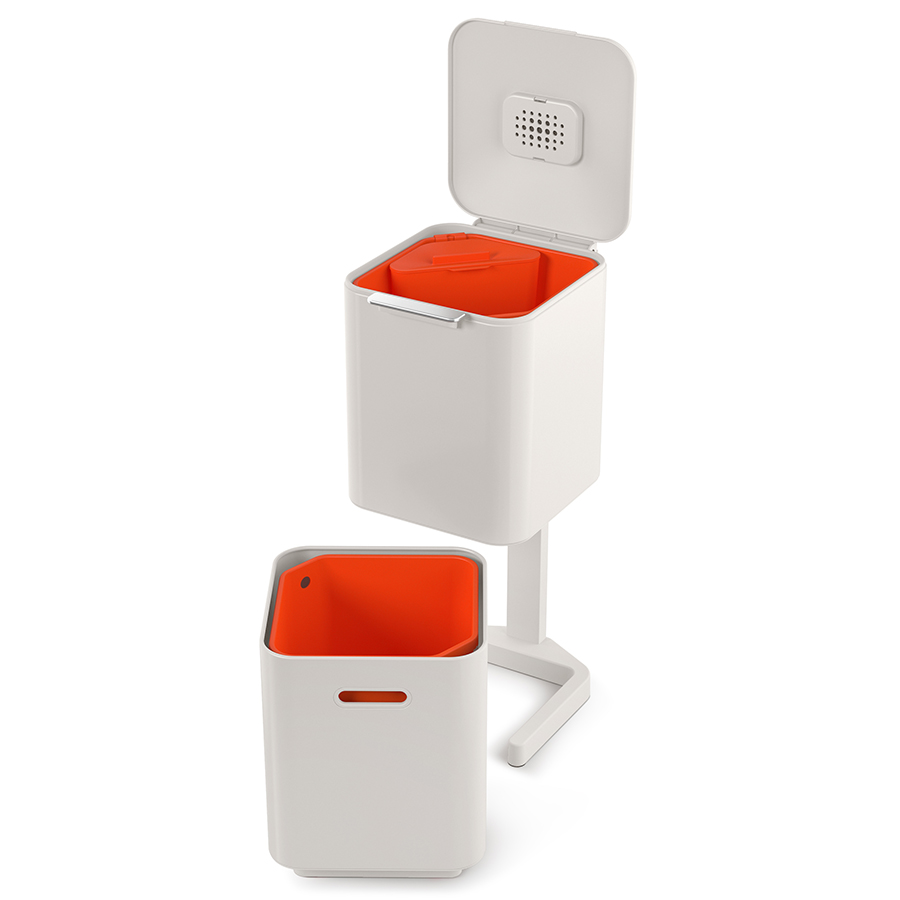 Joseph Joseph Контейнер для мусора с двумя баками 40 л белый Totem Compact | https://grandposuda.com.ua
