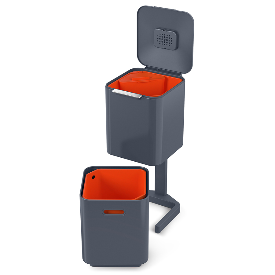 Joseph Joseph Контейнер для мусора с двумя баками 40 л графит Totem Compact | https://grandposuda.com.ua