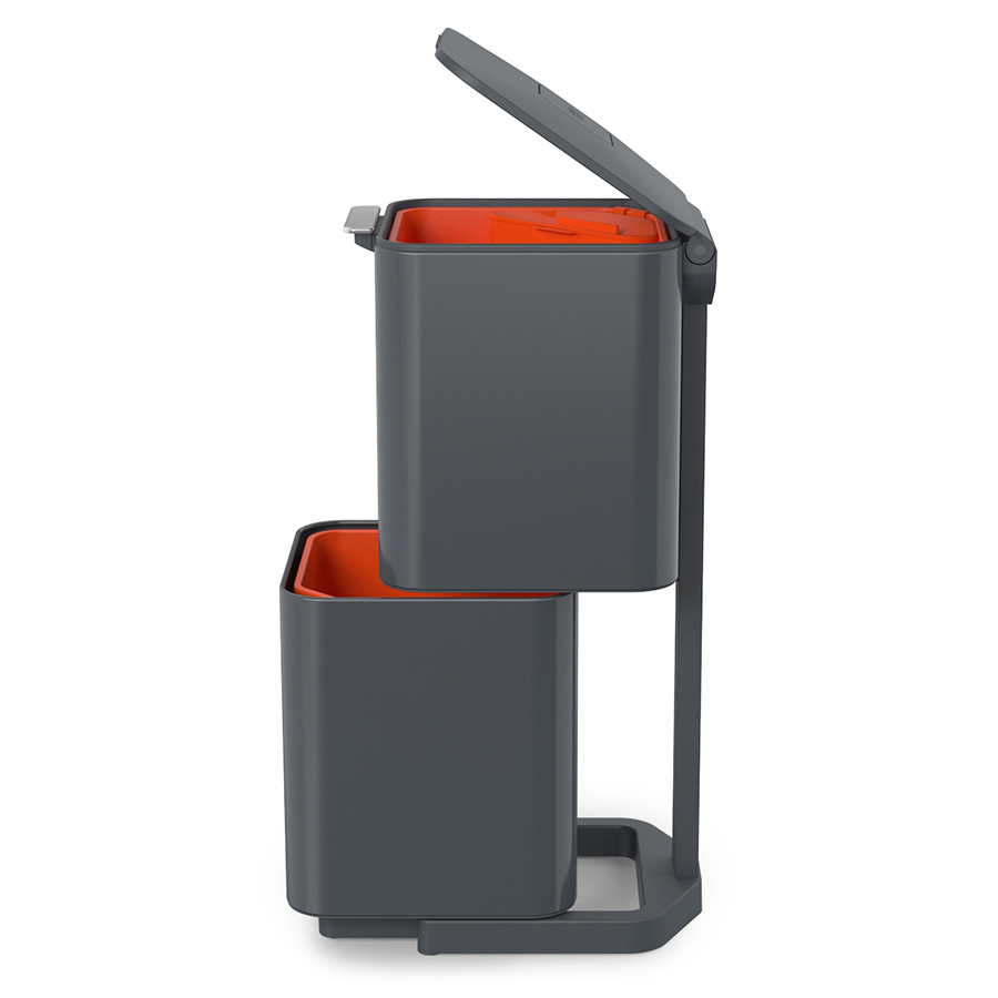 Joseph Joseph Контейнер для мусора с двумя баками 40 л графит Totem Compact | https://grandposuda.com.ua