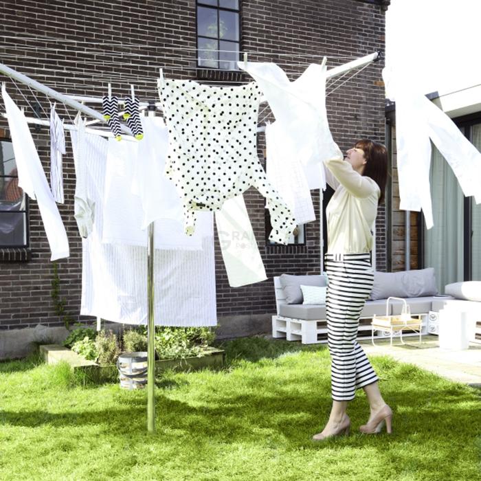 Brabantia Уличная сушилка с 4 направляющими 40 м навеса серый металлик Topspinner | https://grandposuda.com.ua