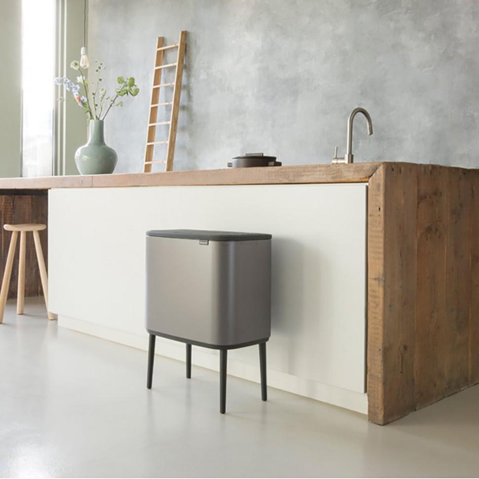 Brabantia Сміттєвий бак 3х11 л платиновий Bo Touch Bin | https://grandposuda.com.ua