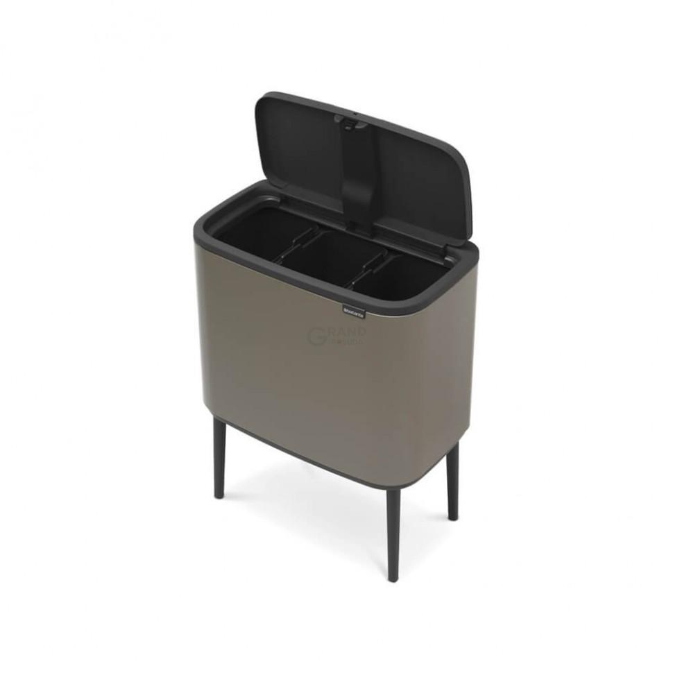 Brabantia Сміттєвий бак 3х11 л платиновий Bo Touch Bin | https://grandposuda.com.ua