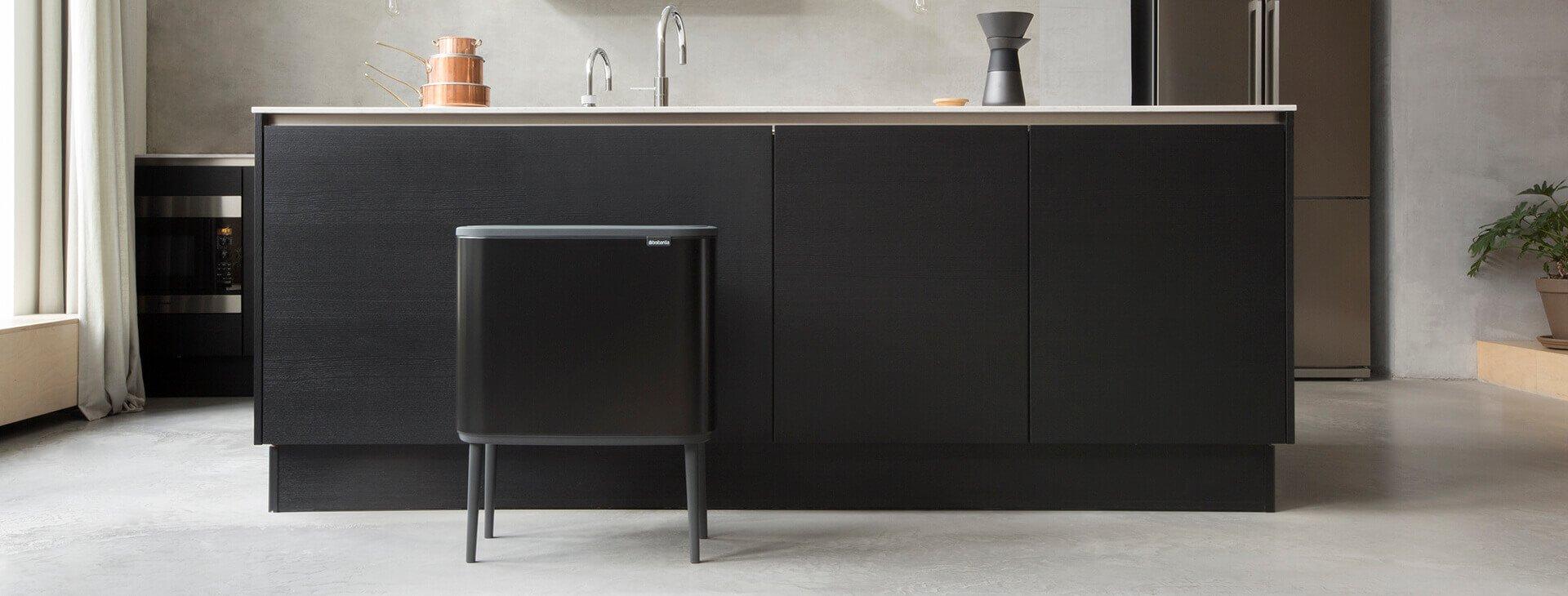 Brabantia Сміттєвий бак 11 + 23 л чорний матовий Bo Touch Bin | https://grandposuda.com.ua