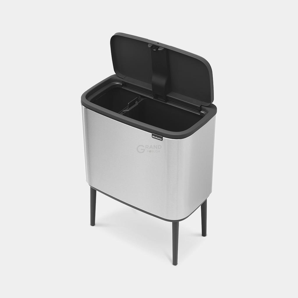 Brabantia Сміттєвий бак 11 + 23 л матова сталь із захистом від відбитків пальців Bo Touch Bin | https://grandposuda.com.ua