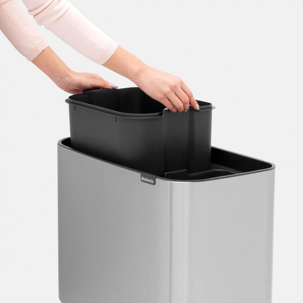 Brabantia Сміттєвий бак 11 + 23 л матова сталь із захистом від відбитків пальців Bo Touch Bin | https://grandposuda.com.ua
