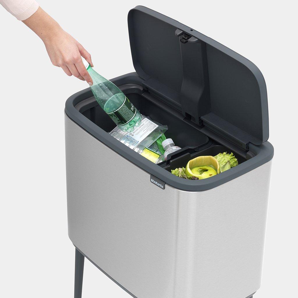 Brabantia Сміттєвий бак 11 + 23 л матова сталь із захистом від відбитків пальців Bo Touch Bin | https://grandposuda.com.ua