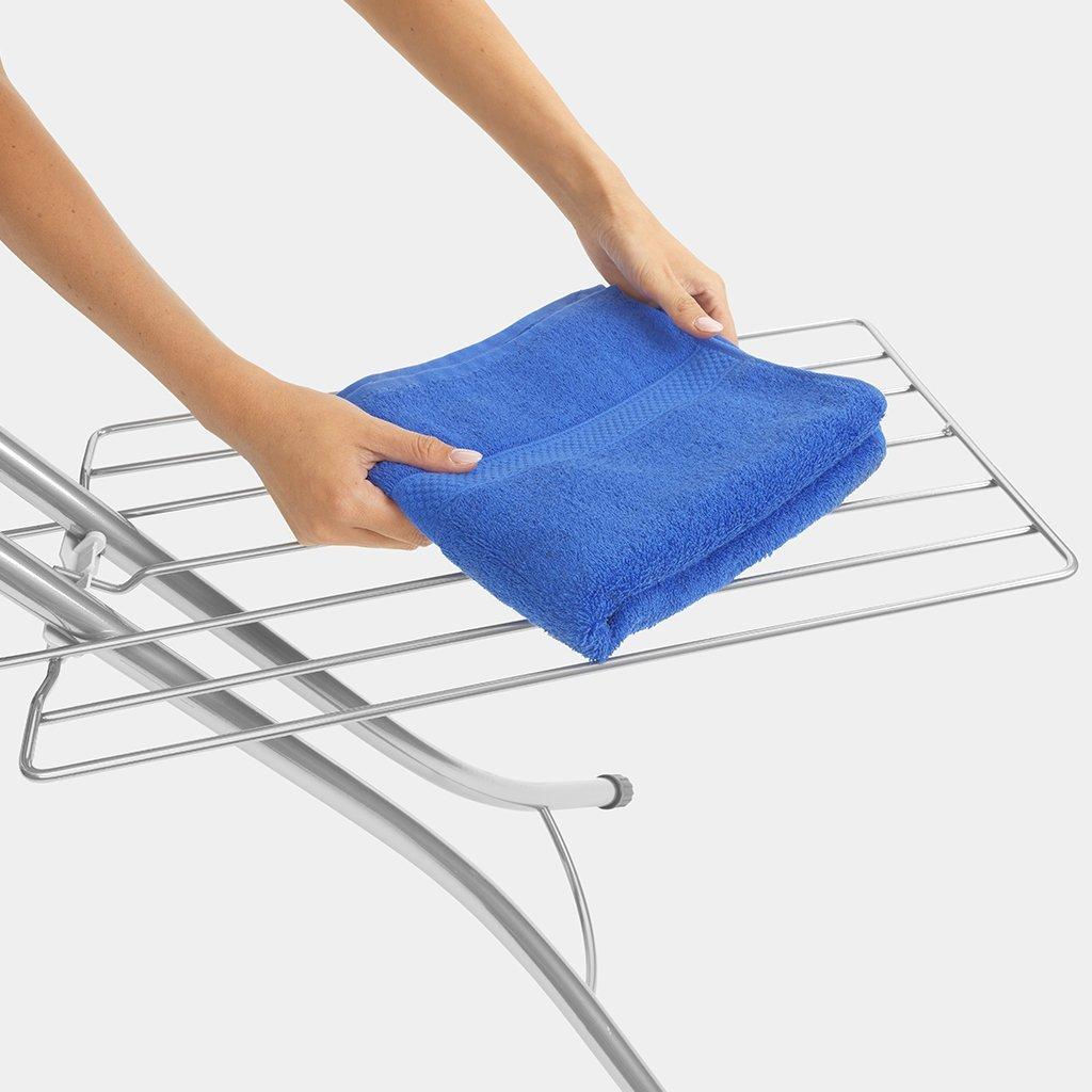 Brabantia Доска с подставкой для парового утюга из нержавеющей стали, с полочкой для белья 124 x 45 cm (С) Ecru | https://grandposuda.com.ua
