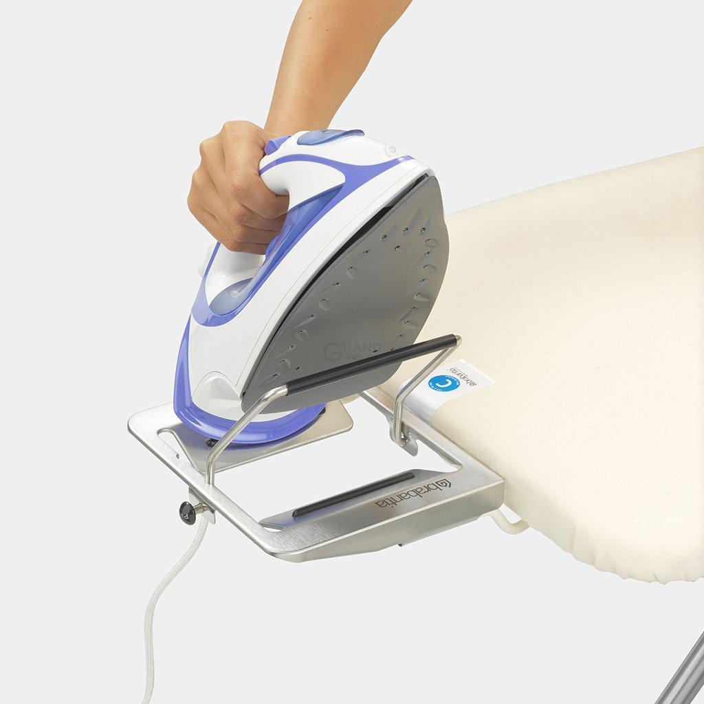 Brabantia Доска с подставкой для парового утюга из нержавеющей стали, с полочкой для белья 124 x 45 cm (С) Ecru | https://grandposuda.com.ua