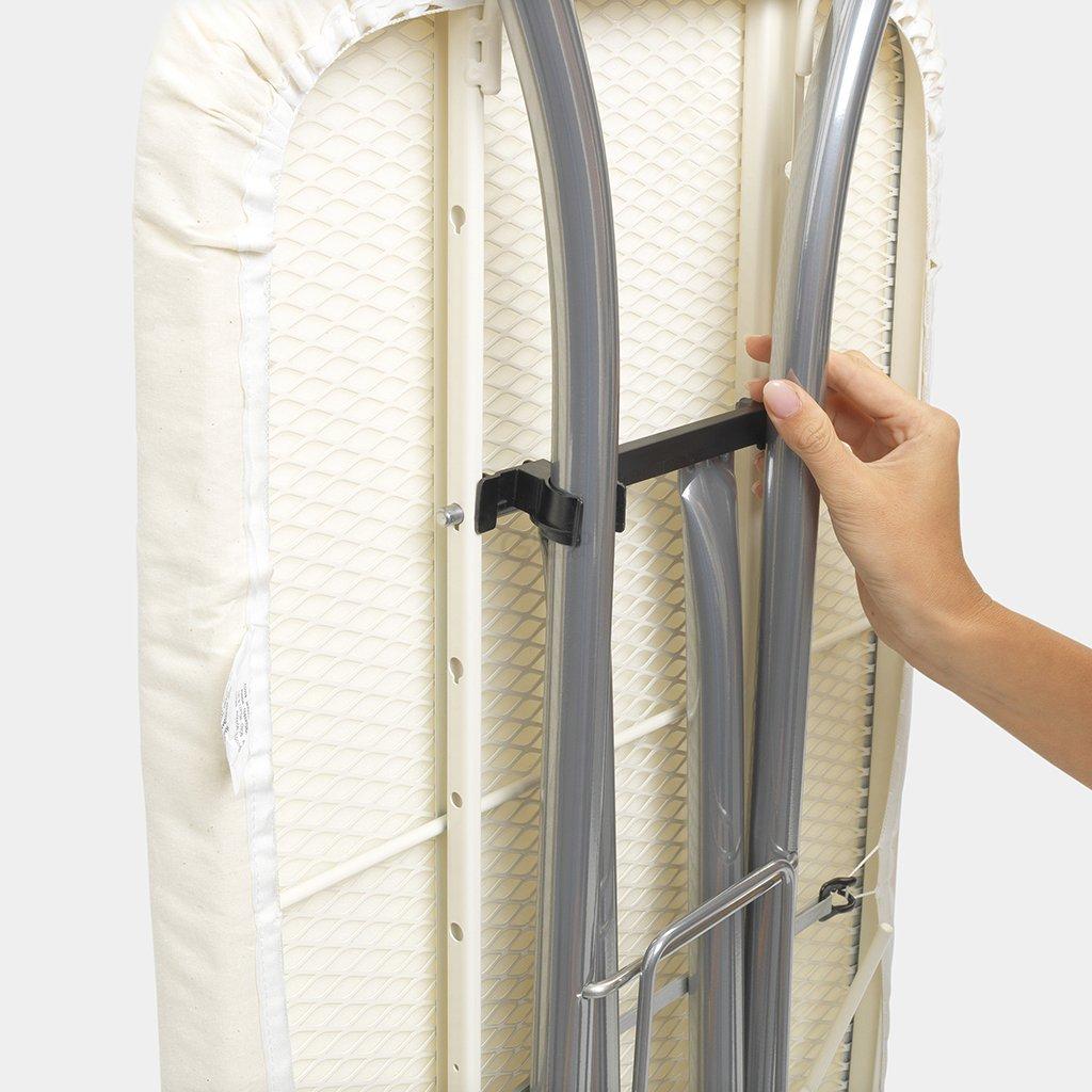 Brabantia Доска с подставкой для парового утюга из нержавеющей стали, с полочкой для белья 124 x 45 cm (С) Ecru | https://grandposuda.com.ua
