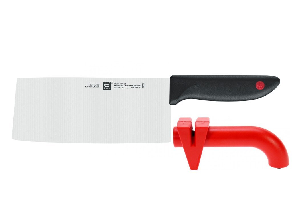 Zwilling Нож топорик китайский шеф-повара 18 см + точилка для ножей Twin Point | https://grandposuda.com.ua