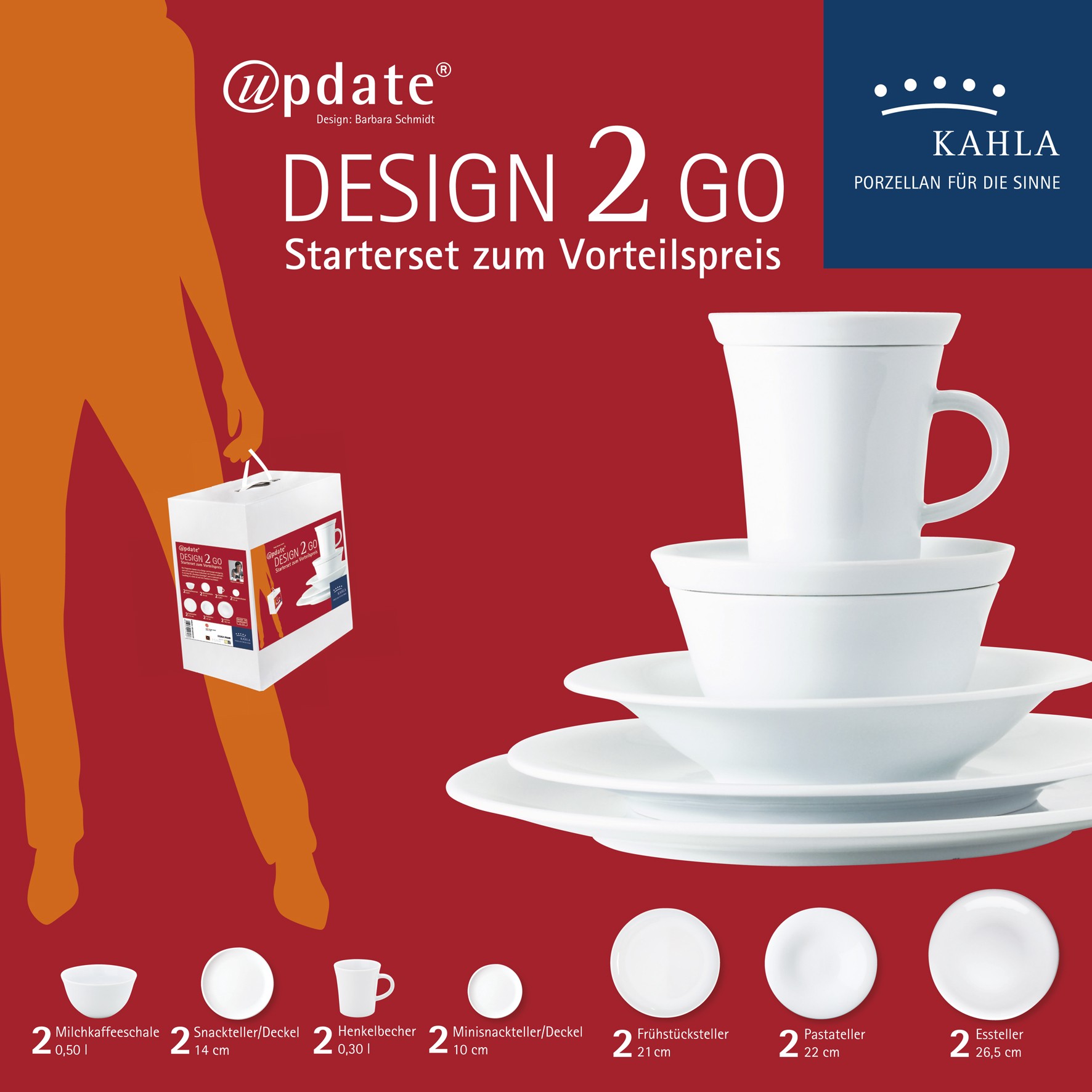 Kahla Набор столовой посуды 14 предметов белый Update Design 2 Go | https://grandposuda.com.ua
