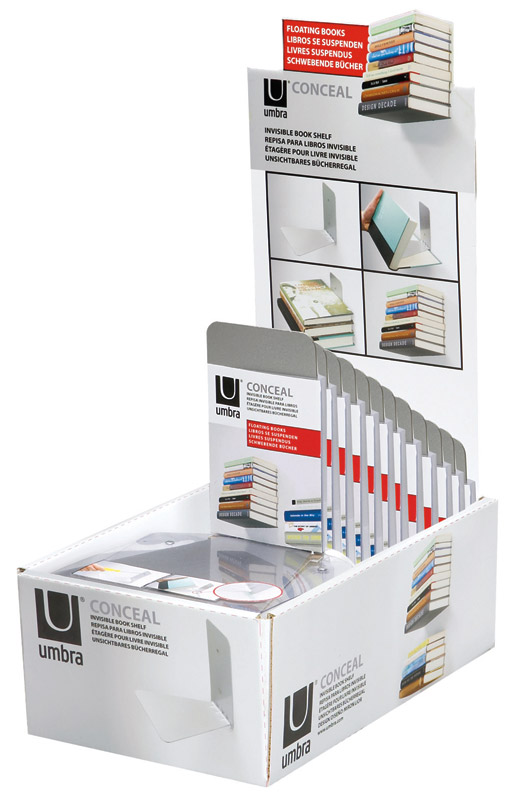 Umbra Полиця книжкова 18х14х18 см металік Conceal | https://grandposuda.com.ua