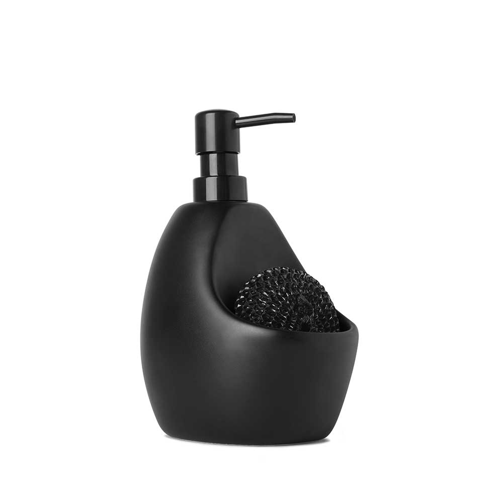 Umbra Диспенсер для мыла с подставкой для губки 11х20х13,5 см черный Joey | https://grandposuda.com.ua
