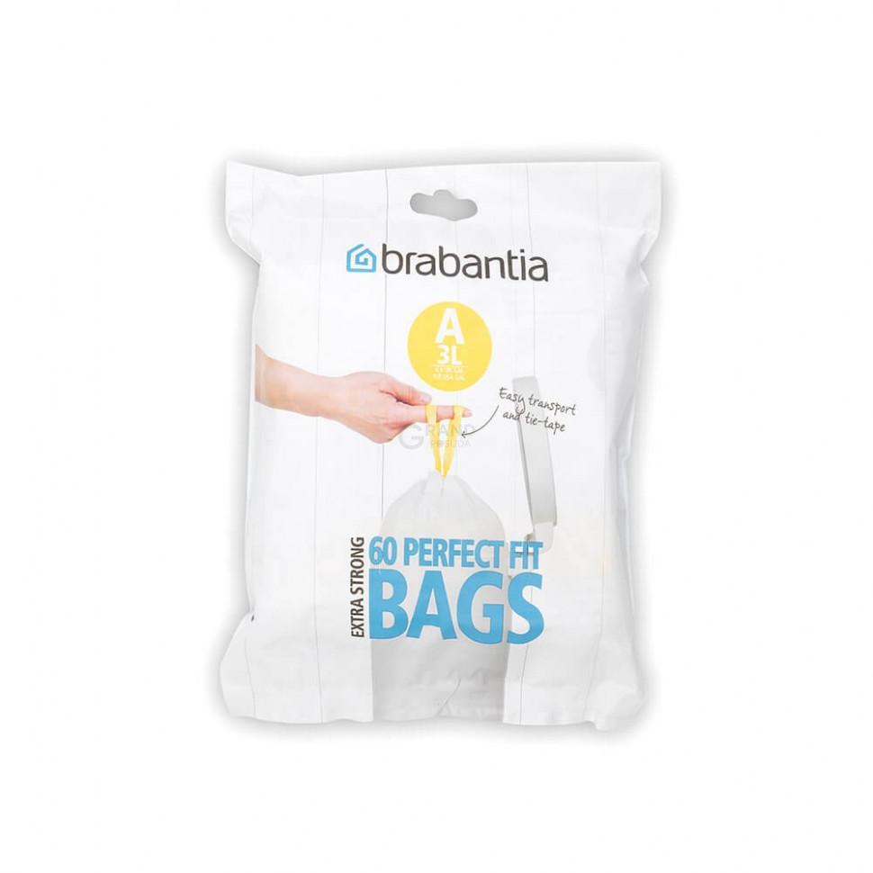 Brabantia Пакеты для мусора, 3 л, размер А, 60 шт белых | https://grandposuda.com.ua