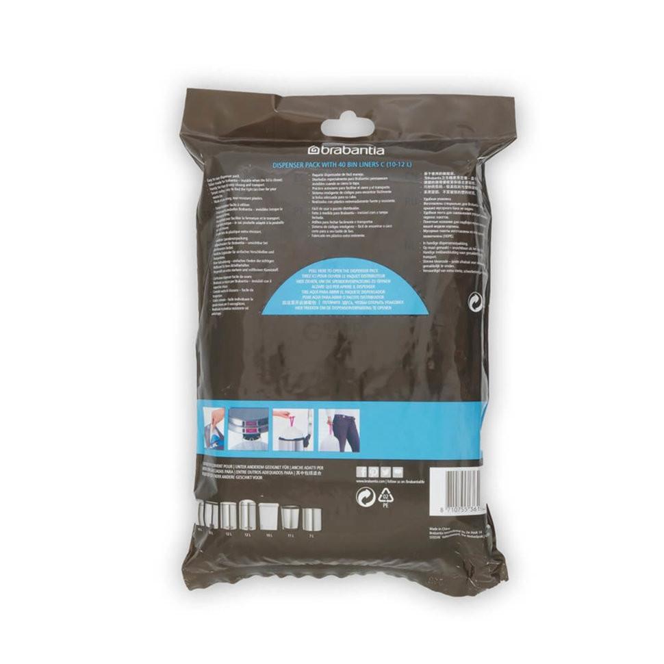 Brabantia Пакеты для мусора, 10/12 л, размер С, 40 шт белых | https://grandposuda.com.ua