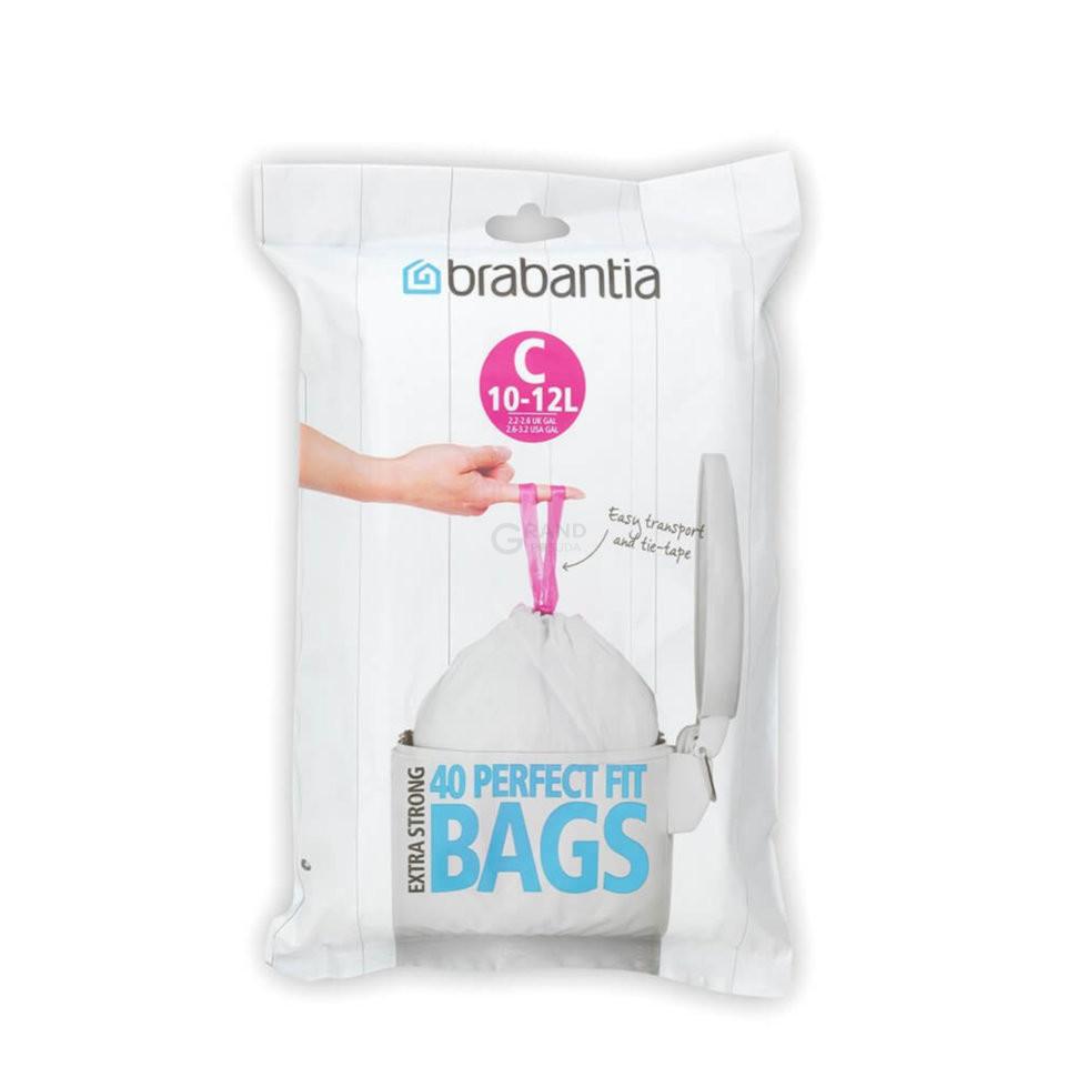 Brabantia Пакеты для мусора, 10/12 л, размер С, 40 шт белых | https://grandposuda.com.ua