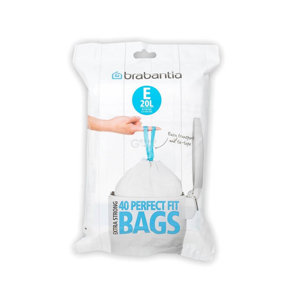 Brabantia Пакеты для мусора, 20 л, размер E, 40 шт белых | https://grandposuda.com.ua