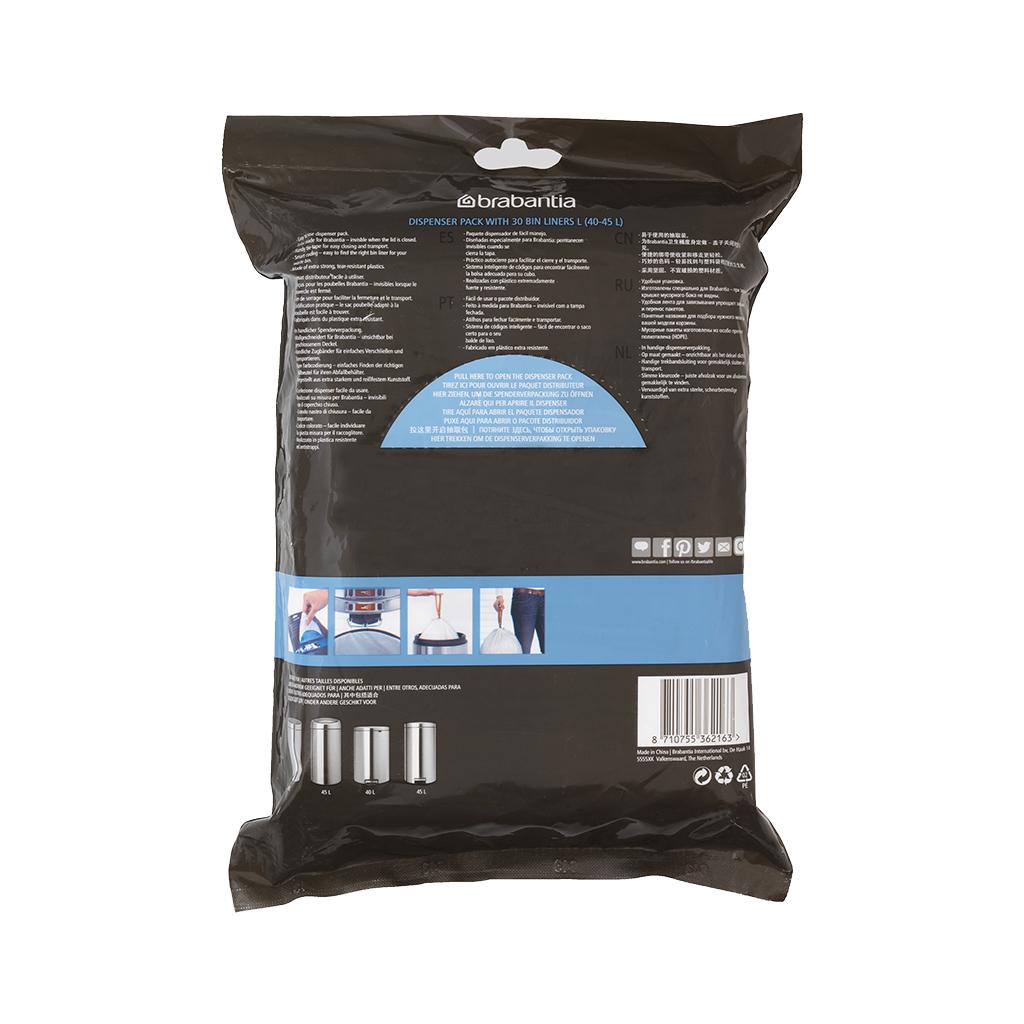 Brabantia Пакети для сміття, 40/45 л, розмір L 30 шт білих | https://grandposuda.com.ua