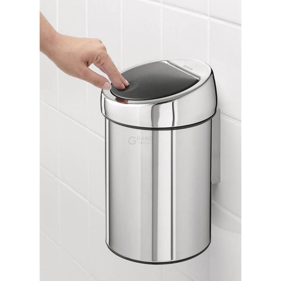 Brabantia Мусорный бак 3 л глянцевый стальной Touch Bin | https://grandposuda.com.ua