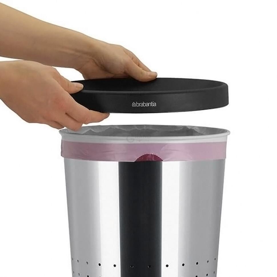 Brabantia Коническая корзина для бумаг 11 л глянцевая сталь | https://grandposuda.com.ua