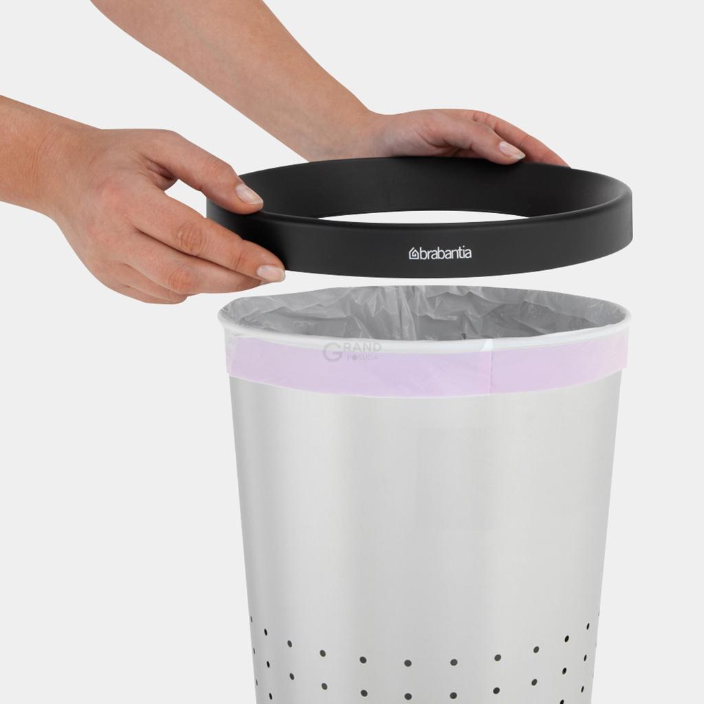 Brabantia Коническая корзина для бумаг 11 л матовая сталь | https://grandposuda.com.ua