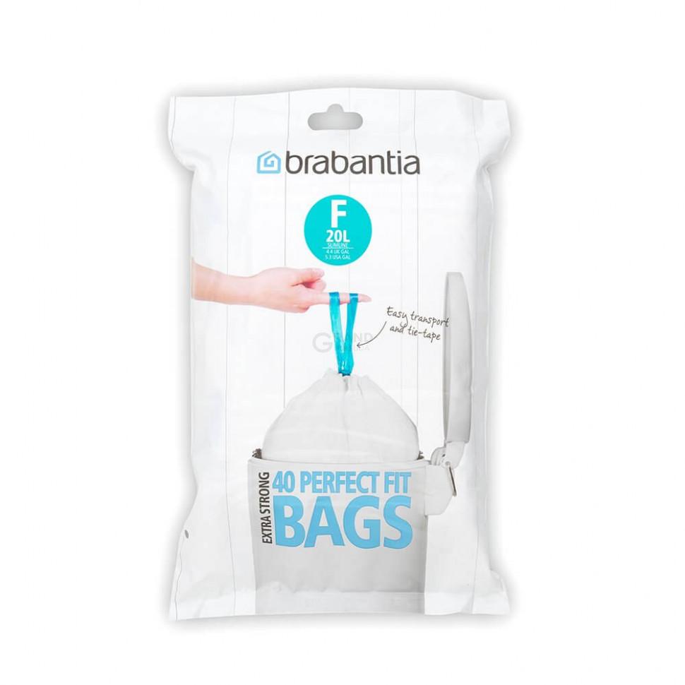 Brabantia Пакеты для мусора, 20 л, размер F, 40 шт белых для высоких баков | https://grandposuda.com.ua