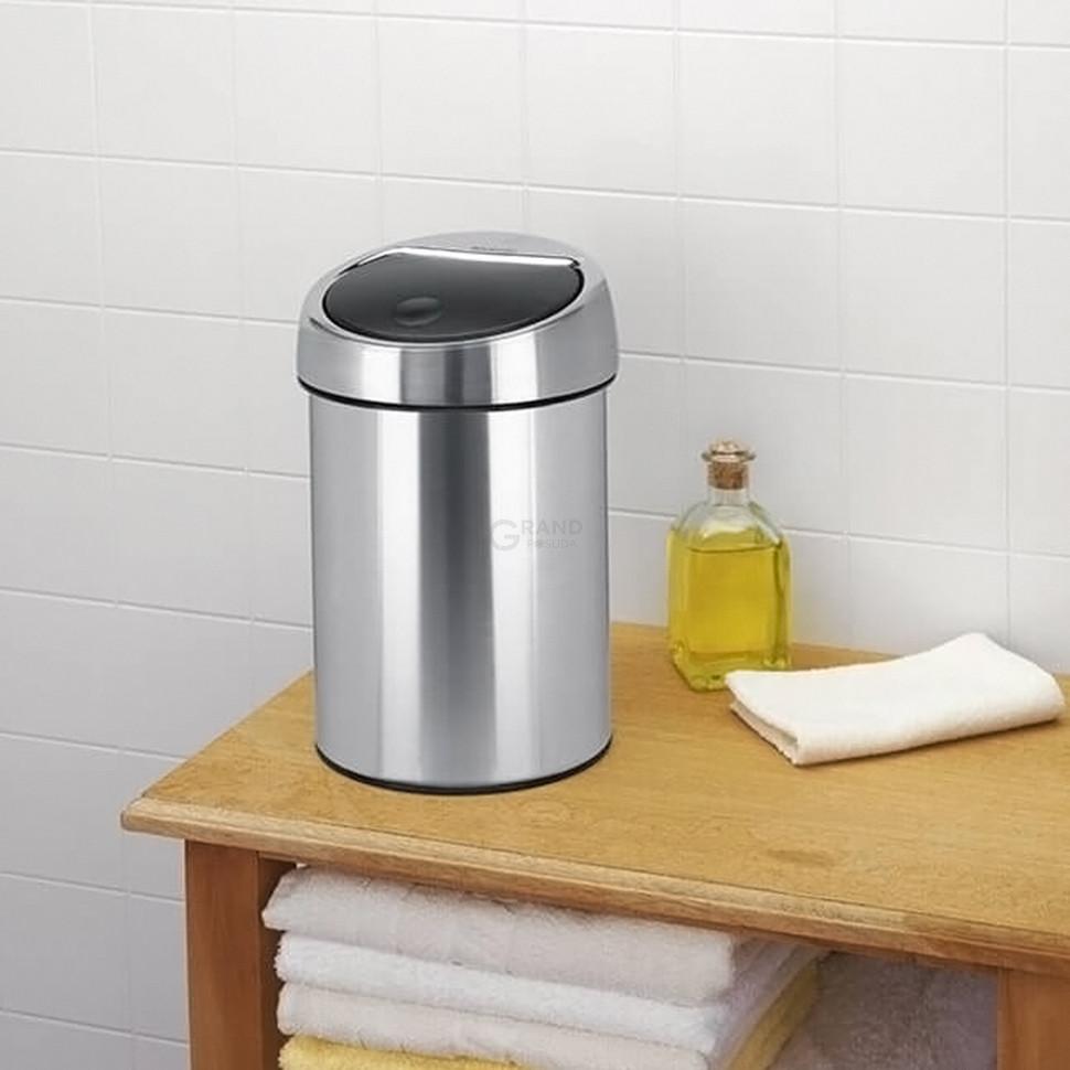 Brabantia Мусорный бак 3 л матовый стальной с защитой от отпечатков пальцев Touch Bin | https://grandposuda.com.ua
