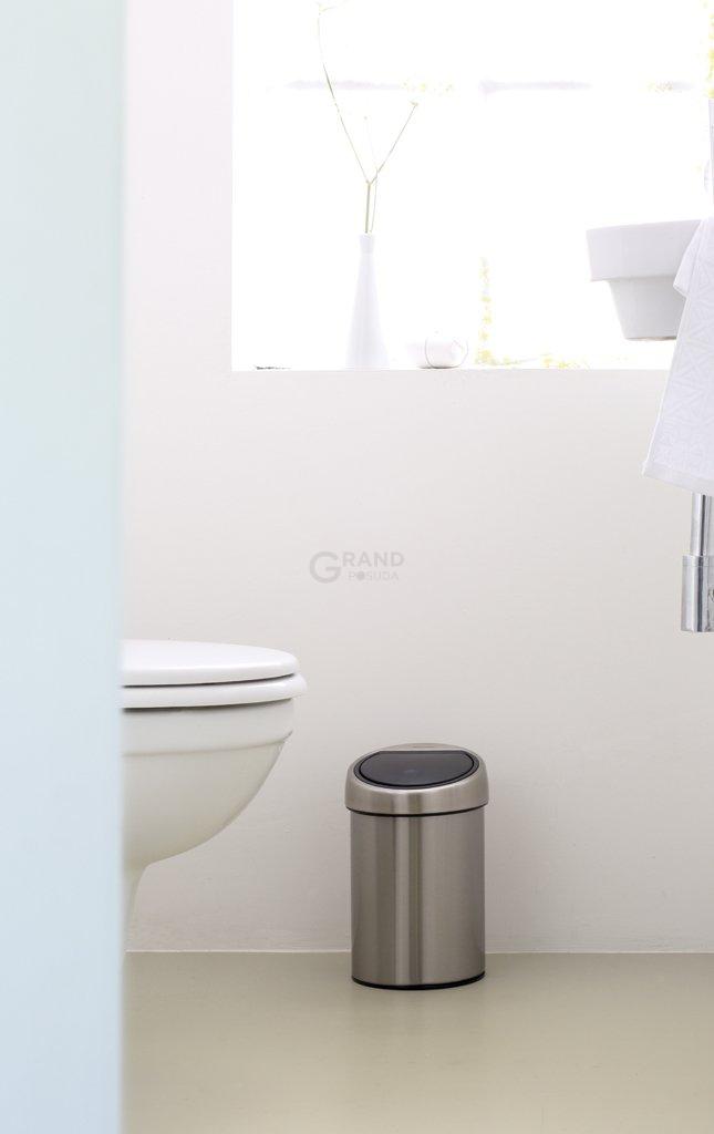 Brabantia Мусорный бак 3 л матовый стальной с защитой от отпечатков пальцев Touch Bin | https://grandposuda.com.ua