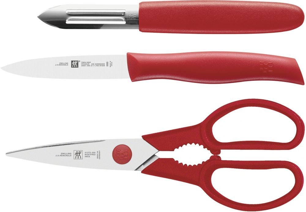 Zwilling Набор ножей 3 предмета красный Twin Grip | https://grandposuda.com.ua